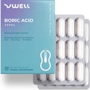 VWELL Boric Acid Vaginal Suppositories - Maintains and Balances Healthy Vaginal pH & Microbiome to Manage Odor Itch Burning Irritation Intimacy - Médicos Recomendados (One Size, 30, Count)