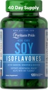 Puritan's Pride Non-GMO Soy Isoflavones 750mg, Suplemento dietético con Active Daidzein, Genistein y Glycitein soporta Menopause y Hot Flashes, 120 cápsulas de liberación rápida