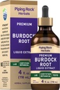 Piping Rock Burdock Root Tincture Extract  4 fl oz ← Premium Herbal Liquid Drops ← Certified Botanical Supplement ← Non GMO, Gluten Free