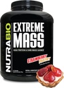 NutraBio Extreme Mass Gainer Protein Powder, 53G Protein, Clean Weight Gainer, Incrementar la Masa Muscle, Full Spectrum Amino Amino Acid - Strawberry Pastry, 6 libras