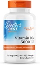 Mejor Vitamina D3, Cápsula 5, 000 Iu para huesos saludables, dientes, corazón &amp; apoyo inmunológico, no GMO, libre de gluten, Soy Gratis, 720 Conde (Pack of 1)