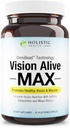 Holistic Health Labs Vision Alive Max con 8 Ingredientes Naturales Lutemax® 2020, Bilberries, Blueberries, c3g de Currant Negro, Maqui Berry, Saffron y Astaxanthin (30 Conde (Pack of 1))