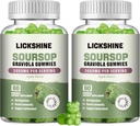2 Pack Soursop Graviola Gummies - 3000mg Extra Strength Soursop Leaves Supplement with Vitamin C, Zinc - Digestive Aid, Immune Support & Antioxidant - Sugar-Free, Non-GMO, Vegan, 120 Condes