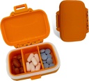 Organizador de píldoras de viaje - Durable, Watertight Pill Case Travel Size con 3 Compartments - Compact Pill Travel Case for Vitamins, Supplements, Medicine - Travel Pill Container for Purse (Orange)