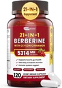 Suplemento de bereberina 21-in-1 con canela de Ceillón - 1500mg Fitooma de Berberina orgánica HCL, 5X Absorción superior para el metabolismo Apoyo 100 cápsulas
