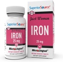 Fuente superior Just Women Iron 25 mg - Ferrous Fumarate Suplemento para Mujeres - Iron Suplemento Asistencias Salud general - Formula Aids Against Gastrointestinal Discomfort - 90 Instant Dissolve Tablets