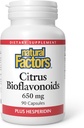 Factores naturales - Citrus Bioflavonoides 650mg, Soporte para el uso del cuerpo de la vitamina C, 90 cápsulas