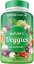 Superfood MD Veggies Suplemento - 90 Veggie Capsules - Supports Energy Levels, Beta Carotene, Vitaminas &amp; Minerals - Soy Gratis - 90 Cuenta