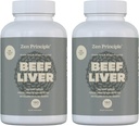 Zen Principle Beef Liver Suplemento Grass-Fed, Pasture-Raised Cows. Suplemento de hígado Desiccado, sin hormonas o GMO. Energía natural de Hierro, Proteína, Vitaminas. 2-Pack, 360 cápsulas.