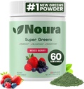 Super Greens Powder, 60 Servings - Inmunity, Digestive Enzymes & Probiotics for Energy, Gut Health, Bloating Relief for Women - Greens Superfood Powder - Mixed Berry