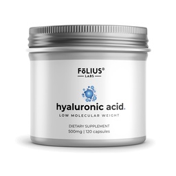 Ultra High Purity Hyaluronic Acid capsules 500mg - 95% Sodium Hyaluronate - altamente purificado y biodisponible - bajo peso molecular - no GMO Fermented - 120 cápsulas