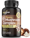 Suplemento de setas orgánicas - Top 10 Setas Blend con Cordyceps, Reishi, Maitake, Shiitake, Lions Mane &amp; More ← Nootropics Brain Focus Support  2600mg ANTE 90 cápsulas