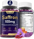 Suplementos de Saffron Gummies para Adulto - Extracto orgánico de Saffron 100 mg con Magnesio, Ashwagandha, Rhodiola Rosea, Rosemary y Vitaminas - Apoyo Positivo Mood & Focus - Sugar Free & Vegan
