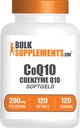 BulkSupplements.com CoQ10 200mg Softgels - para la salud del corazón, Coenzyme Q10 200mg Suplemento, Gluten Free, 1 Softgel por Serving, 120 Cuenta (Pack of 1)
