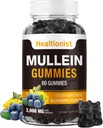 1 Pack Sugar Free Mullein Gummies - Lung Cleanse, 3000MG Mullein Supplement for Respiratory, Organic Mullein Drops Gummy with Quercetin " Bromelain for Lung, Digestive Health " Immune 90Ct