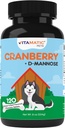 Vitamatic Cranberry for Dogs – 120 Chewable Tablets – con D-Mannose, Apple Cider Vinegar & Vitamina C – Urinary Tract &amp; Bladder Support for Dogs