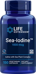 Extensión de la vida Capsules Sea-Iodine, 1000 mcg, 150 Veg Caps, Natural Iodine Suplemento de Kelp y Bladderwack