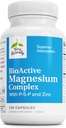 Terry Naturalmente BioComplejo de Magnesio Activo - Bono &amp; Heart Health Support - Suplemento con Vitamina B6, Zinc &amp; Magnesio - Pyridoxal-5-Phosphate Vegan Capsule Suplemento - 120 cápsulas