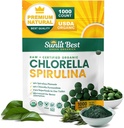 Sunlit Mejor Clorella Spirulina Tablets - Orgánica USDA, Premium Spirulina y Chlorella Tablets 1000 Cuenta - Sun Chlorella Puro Superalimentos Naturales con Algae, Enzymes Chlorophyll & Vegan Protein