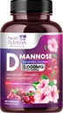 D-Mannose Suplemento 1,350 mg - con arándano, Hibiscus &amp; Dandelion - Acción rápida, Natural Urinary Tract &amp; Bladder Support for Women &amp; Men – Flush &amp; Cleanse Impurities – Non-GMO, Vegan – 180 cápsulas
