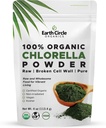 Círculo de la Tierra Orgánica Clorella Powder Ecológico Superalimentos ¦ Kosher ← Clorofila de la pared celular rota, Vegan, Super Green Algae, Clorella limpia, Alta en Proteína, Fibra & Aminoácidos - 4oz