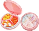 Serfeymi Small Pill Box - 3 Compartimientos Caja de Píldora Portátil, Caja de Píldora compacta Mini Travel Pill - Apto para Medicina, Vitamina, Aceite de Pesca, Suplementos - Rosa(Marble)