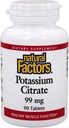 Factores naturales - Citrato de potasio 99mg, soporta músculos saludables, nervios " Corazón, 90 tabletas