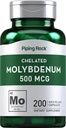 Piping Rock Molybdenum Suplemento TEN 500 mcg ANTE 200 Capsules TEN Chelated Molybdenum Amino Acid ANTE No GMO, Gluten Free