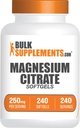 BulkSupplements.com Citrato de magnesio Softgels - Suplemento Magnesio, Suplemento de Citrato de Magnesio - 250 mg (con 40 mg de Magnesio), Gluten Free, 1 Softgel por Serving, 240 Conde (Pack of 1)
