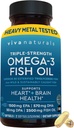 Viva Naturals Triple Fuerza Omega 3 Píldoras de aceite de pescado – 2500 mg Fórmula de alta potencia con 2250 mg Omega 3 Ácidos grasos (EPA, DHA, DPA) en forma rTG para la absorción – Certificado IFOS, 90 Softgels