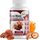 GreeNatr Suplemento completo de baño -10 en 1 Complejo con Lions Mane, Cordyceps, Shiitake, Chaga, Turquía Tail for Immune Support, Memory, Focus &amp; Natural Energy Booster - 60 cápsulas (1 botella)