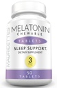 Mauricettes Natural Melatonin 3mg Tablas Chewable - Actuación rápida 3 mg píldoras para dormir para niños, adolescentes y adultos, Desflavorado, no adictivo, ayuda para dormir dissolvable, 50 Chewables