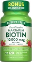 Verdad de la naturaleza Biotin 10000mcg ← 120 Fast Dissolve Tablets  Maximum Strength ← Natural Berry Flavor ← Vegan, Non-GMO & Gluten Free Supplement
