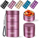 Aluminio Aleación Waterproof Pill Organizer 3 veces al día,Moisture Proof Metal Pill Case,Small Daily Pill Holder for Purse,Portable Travel Pill Box Container to Hold Vitamins,Med, Supplements.