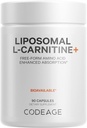 Codeage Liposomal L-Carnitine+ Suplemento - 500 mg L-Carnitine L-Tartrate per Serving - Free-Form Amino Acid - Carnitine - Entrega Liposomal - Vegan, No GMO, Libre de gluten - 90 cápsulas