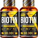 PURE RESEARCH Biotina &amp; Collagen 60,000mcg Crecimiento del cabello gotas líquidas, soporta: uñas fuertes, piel de alumbramiento, crecimiento saludable del cabello, más absorción que cápsulas " píldoras (4Fl Oz)