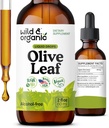 Wild &amp; Organic Olive Leaf Extract Liquid Drops - Antioxidant &amp; Immune Support - Oleuropein Olive Leaf Supplement - Vegan, Sugar &amp; Alcohol-Free Drops - 2 fl oz
