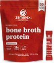 Zammex Bone Broth Collagen Packets-20g Collagen Protein-Bone Broth Powder to Go-30 Travel Packets-Supports Skin Nails Joints, Gut Health TEN Gluten-Free ← Paleo Friendly-Natural Flavor