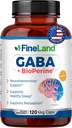FineLand GABA + BioPerine® – Gamma-Aminobutyric Acid Suplemento de Relajación " Apaciguador diario " apoya el bienestar emocional, vegano – 120 cápsulas, hecho en EE.UU.