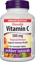 Webber Naturals Vitamina C Chewable 500 mg, 120 tabletas de sabor a brisa tropical