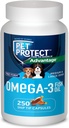 Pet Protect M/L Dog Omega-3 Suplemento, Proprietary Free Form Blend, soporta una respuesta inflamatoria normal, Snip-Tip Capsules (250 Conde)