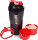 XTK Shaker Bottle 16OZ Protein Shaker Botellas con Mix Ball Portable Sports Water Bottle Leak Proof GYM Cup para Mezclas de Proteína con Almacenamiento y Organizador de Píldoras, Ideal para Pre Workout,BPA Free (Red)