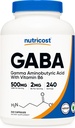 Nutricost GABA (Gamma Aminobutyric Acid) + Vitamina B6, 500 mg por Serving, 240 cápsulas