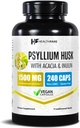 Healthfare Psyllium Husk Fiber 1500mg ← 240 Vegan Capsules ← Extra Strength Fiber Supplement ← Apoyo Digestive Health TEN Non-GMO, Gluten-Free TEN Made in USA