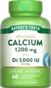 Verdad de la naturaleza Calcio 1200mg con vitamina D3 5000 UI  durable 60 Softgels Silencio de Calcio Carbonato Silencio No GMO &amp; Gluten Suplemento Gratis
