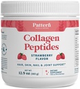 Pattern Wellness Collagen Peptides Powder (Type I & III) - Hair, Nails, Skin &amp; Joint Support - Grass Fed & Pasture-Raised - Hydrolyzed, Non-GMO, Dairy Free, " Keto-Friendly - Strawberry (13 Oz)