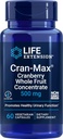 Extensión de la vida Cran-Max®, 500 mg, Concentrado de frutas enteras de arándano, promueve la salud del tracto urinario con potentes antioxidantes, libre de gluten, vegetariano, no GMO, 60 cápsulas