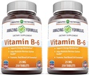 Amazing Formulas Vitamin B6 Pyridoxine 25mg 250 Tablets Supplement | Non-GMO | Gluten Free | Made in USA (2 Pack)