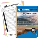 Baseball/Softball Lineup Cards – 16 Player Book Format Lineup Cards for 30 Games – Flipbook Carbon Copy 4 Part Form – Time Saving and Practical Baseball Coaching Accesorios