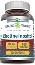 Amazing Formulas Choline &amp; Inositol 500 Mg Suplemento confidencialidad Capsules ← Non-GMO TEN Gluten-Free TEN Made in USA (1 Pack TEN 100 Count)